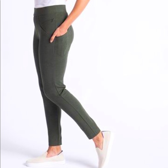 BETABRAND Zippered Journey Pants Skinny-Leg Olive Green Size